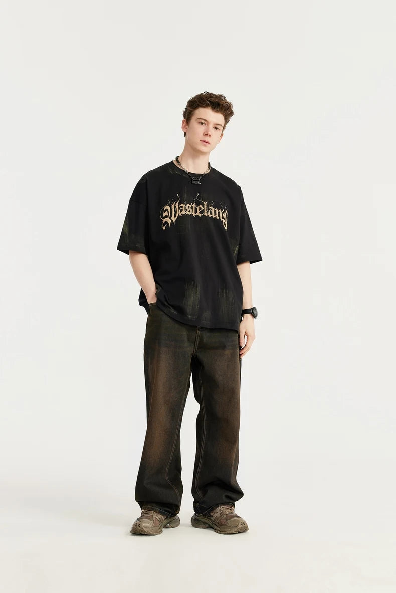 VILZSTUDIOS Sand Washed Wide Leg Jeans