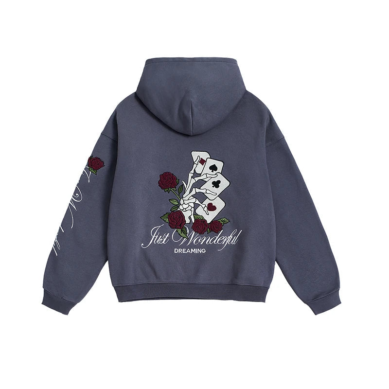 VILZSTUDIOS Vintage Washed Embroidery Boxy Hoodies