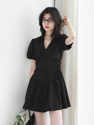 VILZSTUDIOS Black V-Neck Slim Fit Dress