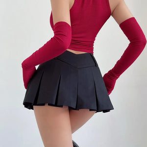VILZSTUDIOS Sexy Pleated A-Line Mini Skirt