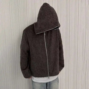 VILZSTUDIOS Knitted Hooded Zipper Cardigan