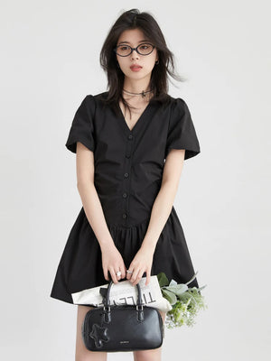 VILZSTUDIOS Black V-Neck Slim Fit Dress