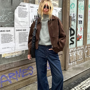 VILZSTUDIOS Chic Solid Suede Jacket