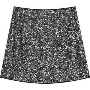 VILZSTUDIOS Silver Sequined High Waisted A-Line Mini Skirt