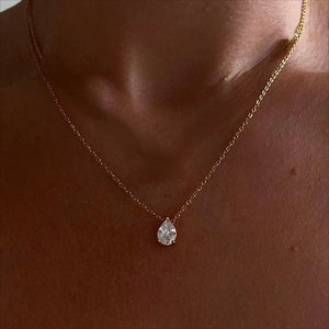 VILZSTUDIOS 18K Gold Water Drop Oval Lab Diamond Necklace