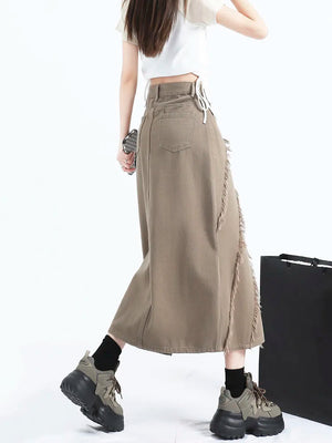 VILZSTUDIOS Chic Irregular High Waist Midi Skirt