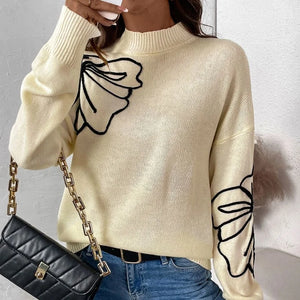 VILZSTUDIOS Floral Oversized Knit Sweater