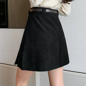 VILZSTUDIOS Pleated High Waist Corduroy Mini Skirt