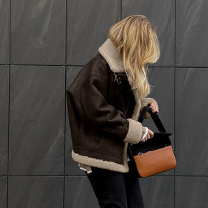 VILZSTUDIOS Retro Warm Contrast Suede Jacket