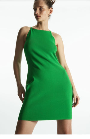 VILZSTUDIOS Stylish Knitted Halter Neck Mini Dress