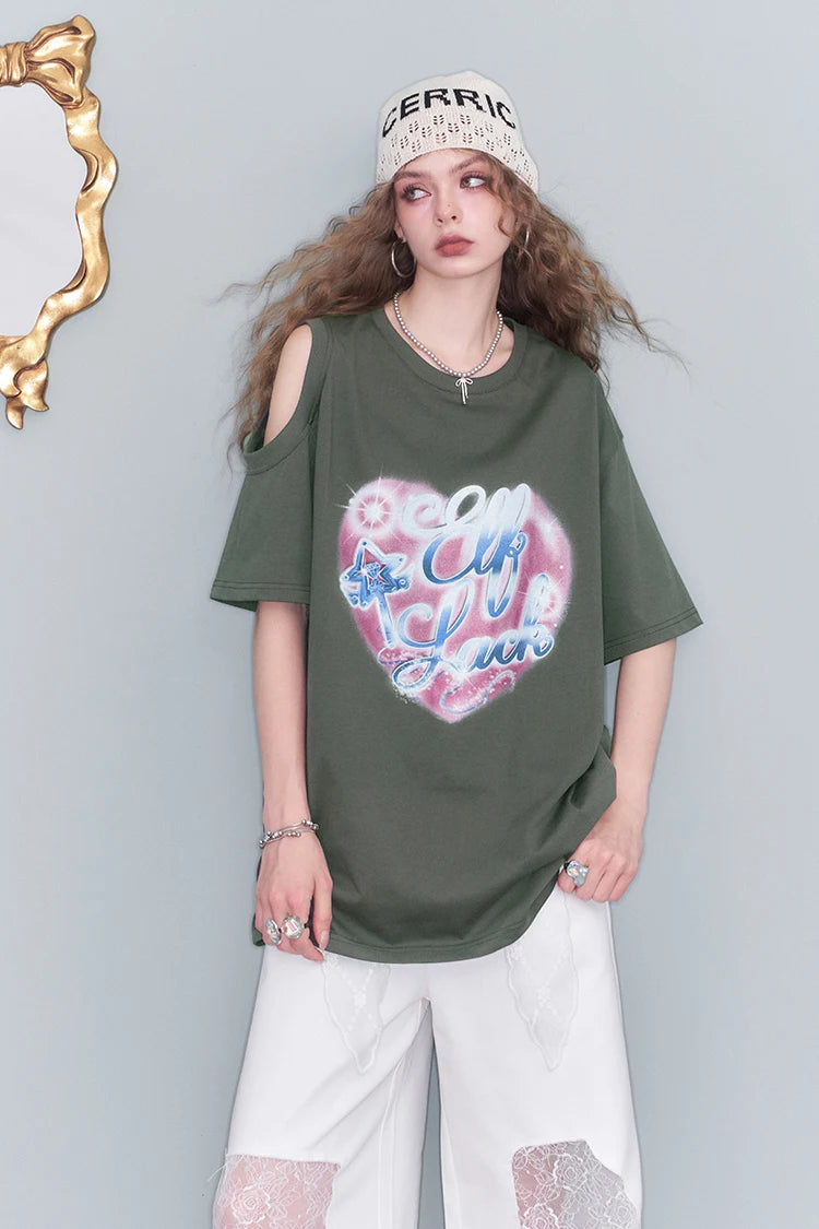 VILZSTUDIOS Sweet Cool Love Print Oversize T-Shirt