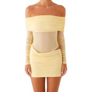 VILZSTUDIOS Sexy Ruched Off-Shoulder Bodycon Dress Women