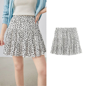 VILZSTUDIOS Floral Bubble Wrinkled Summer Mini Skirt