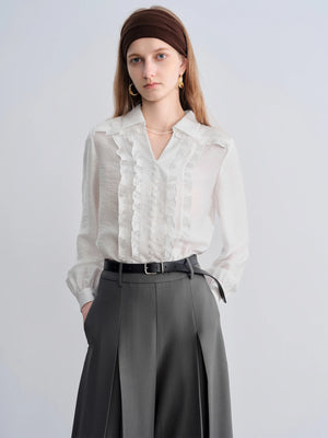 VILZSTUDIOS Elegant French Inspired White Lace Blouse