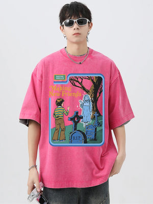 VILZSTUDIOS Retro Washed Oversized Soft Cotton T-Shirt