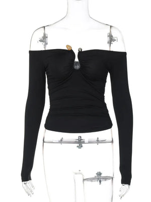 VILZSTUDIOS Slim Strapless Ruched Women T-Shirt