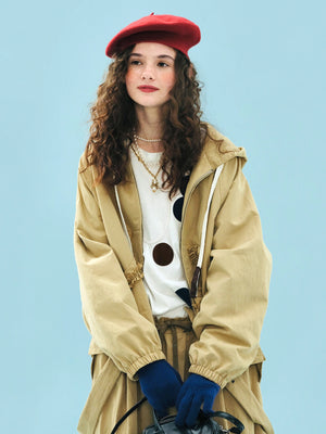 VILZSTUDIOS Beige Casual Loose Trendy Outwear Jacket