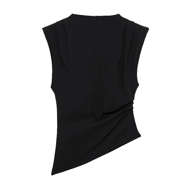 VILZSTUDIOS Chic Ruched Asymmetric Top