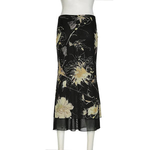 VILZSTUDIOS Dark Gothic Aesthetic Mesh Layered Skirt