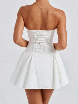 VILZSTUDIOS Strapless Bow Backless Mini Dress