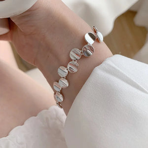 VILZSTUDIOS Geometric Round Pad Punk Silver Bracelet