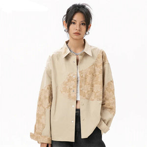 VILZSTUDIOS Oversized Stylish Patchwork Blouse Shirt