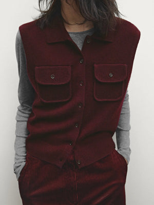 VILZSTUDIOS Classic Burgundy Knitted Vest
