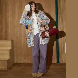 VILZSTUDIOS Multicolor Batwing Sleeve Chunky Cardigan