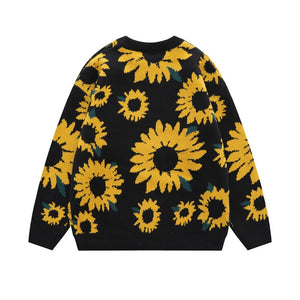 VILZSTUDIOS Textured Sunflower Oversized Knit Sweater