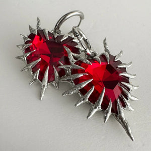 VILZSTUDIOS Edgy Gothic Red Heart Spike Earrings
