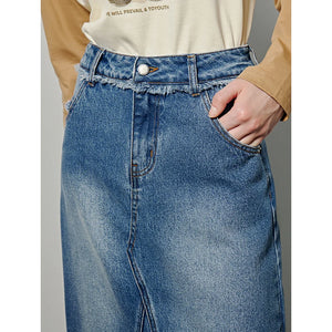 VILZSTUDIOS Vintage Casual Denim Maxi Skirt