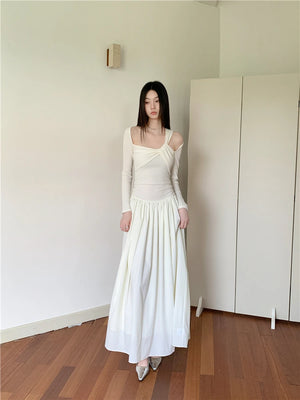 VILZSTUDIOS Elegant White Cut-Out Maxi Dress