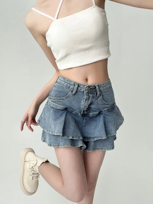 VILZSTUDIOS Spice Girls High Waist Mini Denim Skirt