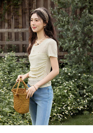 VILZSTUDIOS Elegant Knitted Round Neck T-Shirt