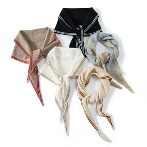 VILZSTUDIOS High Quality Autumn Winter Women 100% Cashmere Scarves 2025 NoveltyTriangular Knitted Warm Female Scarf Shawl130*35