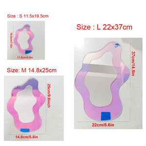 VILZSTUDIOS 1Pc Colorful Discolor Acrylic Decorative Mirror Makeup Desk Tabletop Mirror Girls Cosmetic Mirror Wall Mirror Home Decor