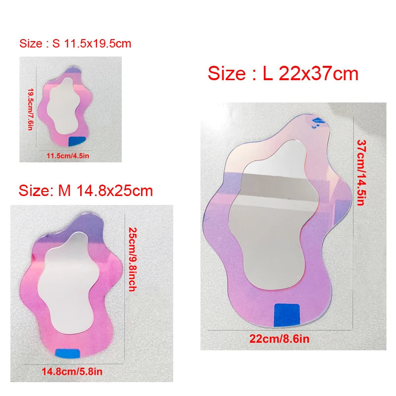 VILZSTUDIOS 1Pc Colorful Discolor Acrylic Decorative Mirror Makeup Desk Tabletop Mirror Girls Cosmetic Mirror Wall Mirror Home Decor