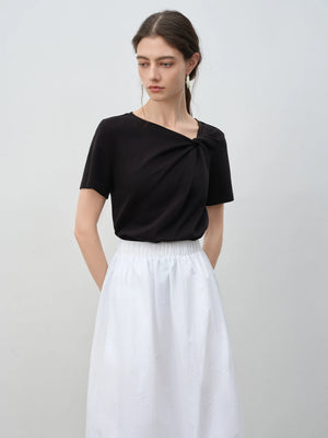 VILZSTUDIOS Asymmetrical Knot Petite Slim T-Shirt