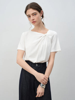 VILZSTUDIOS Asymmetrical Knot Petite Slim T-Shirt