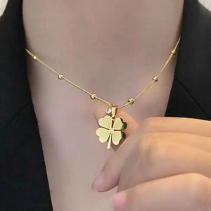 VILZSTUDIOS Stainless Steel Trendy Hollow Four Leaf Flower Necklace
