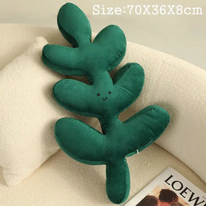 VILZSTUDIOS Green Leaf Plush Cushions