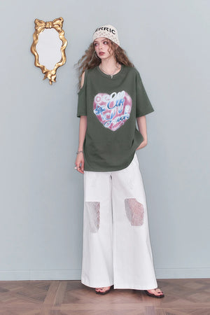 VILZSTUDIOS Sweet Cool Love Print Oversize T-Shirt