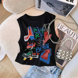 VILZSTUDIOS Hand Painted Y2K Vintage Sleeveless Tank Top