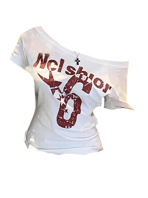 VILZSTUDIOS Vintage Y2K Off Shoulder T-Shirt