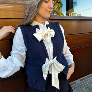 VILZSTUDIOS Cozy Bows Sleeveless Sweater