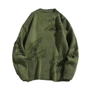 VILZSTUDIOS Ripped Knitted Hip Hop Sweater Pullover