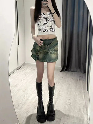 VILZSTUDIOS High Quality Sexy Denim Mini Skirt