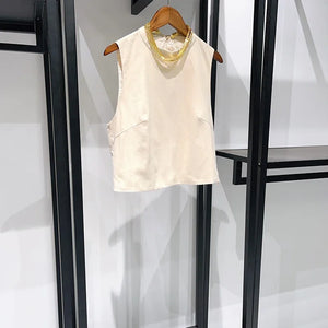 VILZSTUDIOS Beige Sleeveless Tank Top & Skirt Set