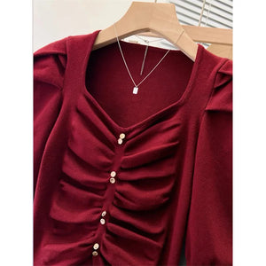 VILZSTUDIOS Elegant Knitted Puff Sleeve Sweater