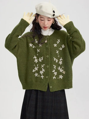 VILZSTUDIOS Vintage Flower Embroidery Cardigan